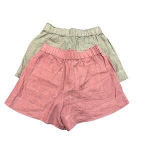 Lou & Grey Rust and Olive green Linen Shorts size M